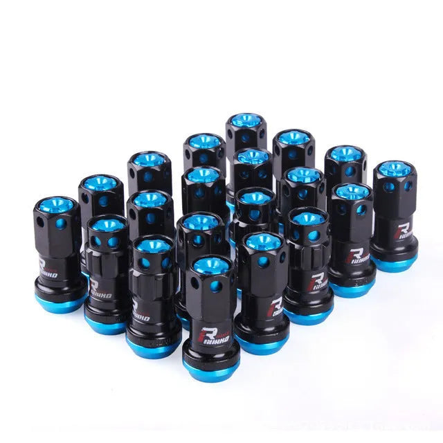 Forged aluminium alloy wheel hub nuts in multiple colours with M12 thread specifications