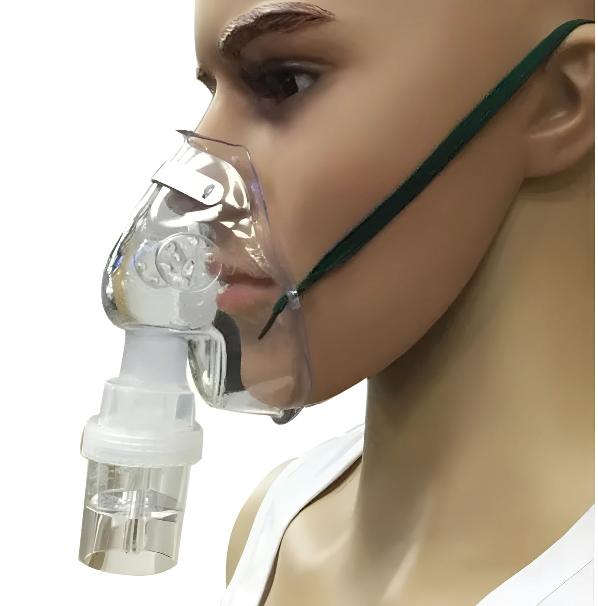 Close-up of a soft rubber mask aid, a flexible band for holding face mask ear loops.