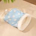 Blue rabbit pattern flannel pet sleeping bag nest bed measuring 50 by 40 cm for cats