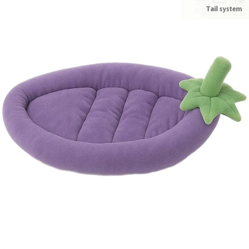 Removable washable cloth dog mat shown in purple, suitable for dog crates and houses.