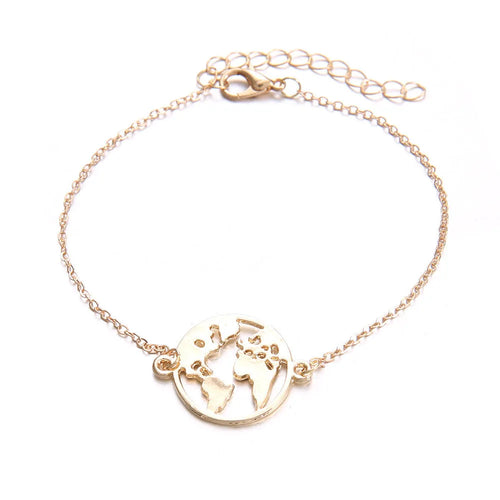 Three bohemian-style aircraft map charm bracelets with heart-shaped alloy charms in sku2104 colour