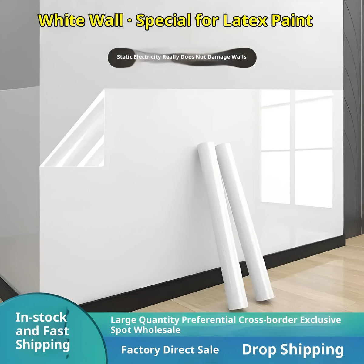 Transparent PP electrostatic wall protective film, 45cm x 2m, for bedroom and living room wall protection