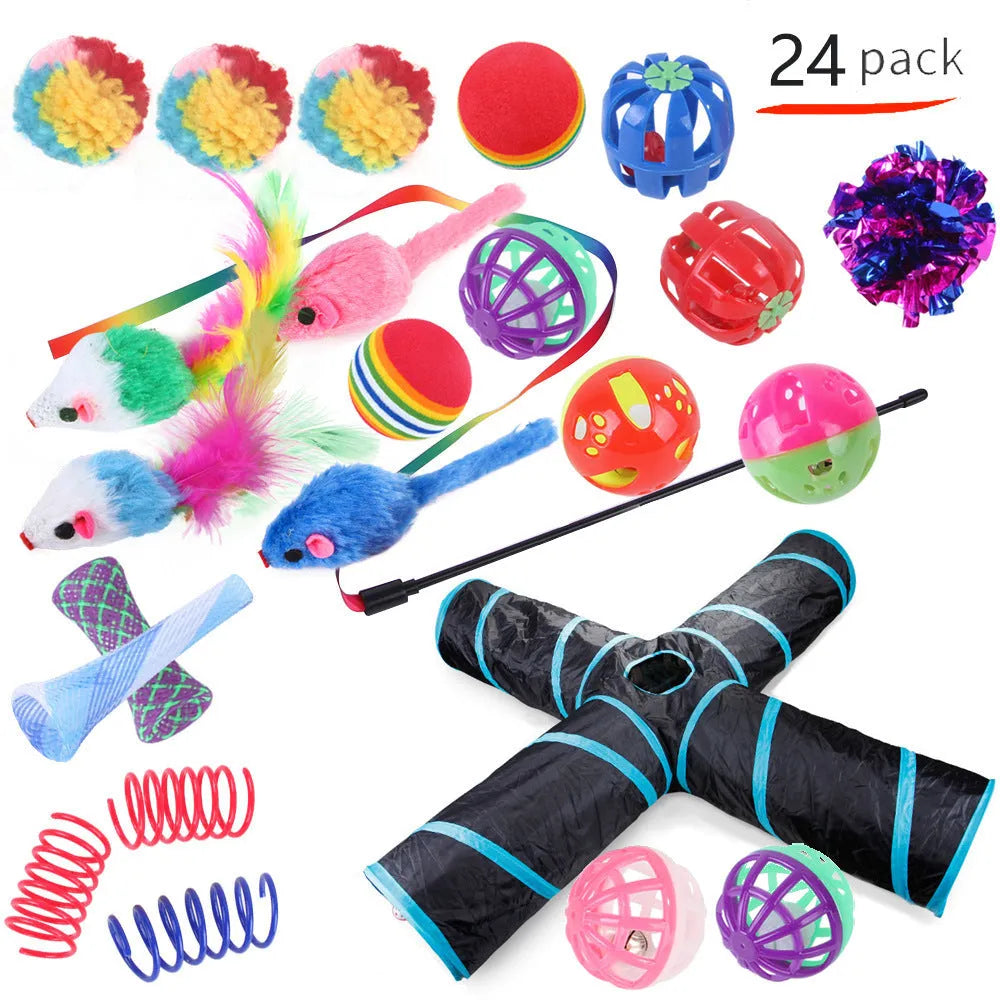 Plastic cat tunnel toy set showing enclosed channel design for pet play