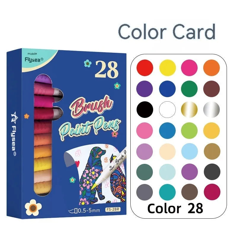 Set of gouache pens with soft flexible tips for hand lettering and artistic applications