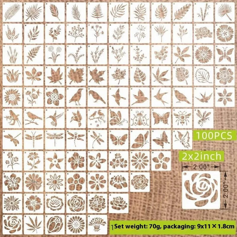 700 PET film spray painting templates in milky white colour showing flower, animal, Hawaiian and letter mandala designs