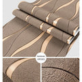 3D curved stripe decorative wallpaper with deerskin velvet texture in light grey and dark brown colours
