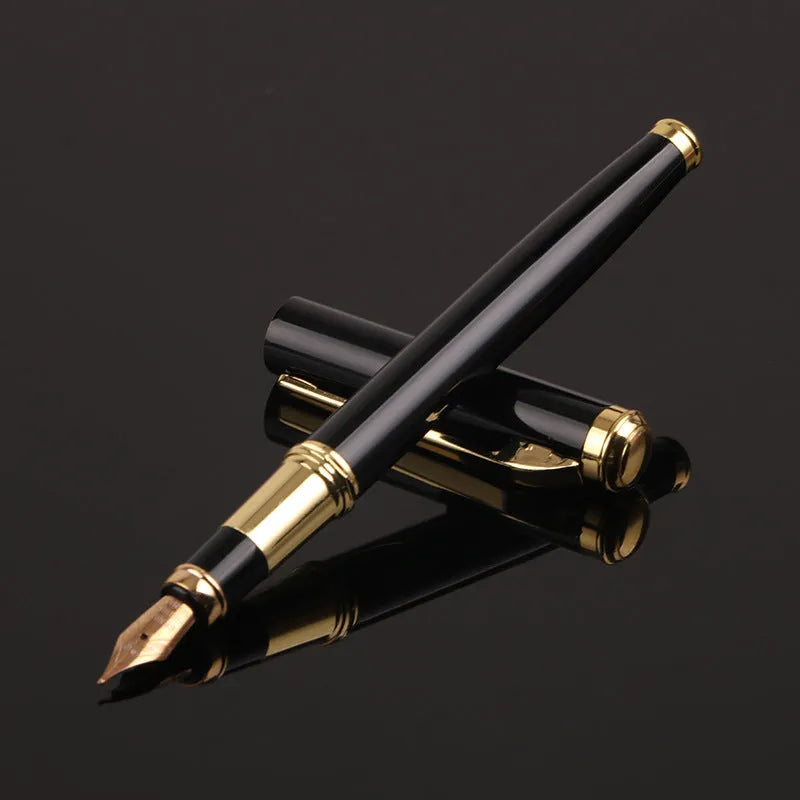 Metal fountain pen with 0.5mm nib in black or red colour for business writing and corporate gifts