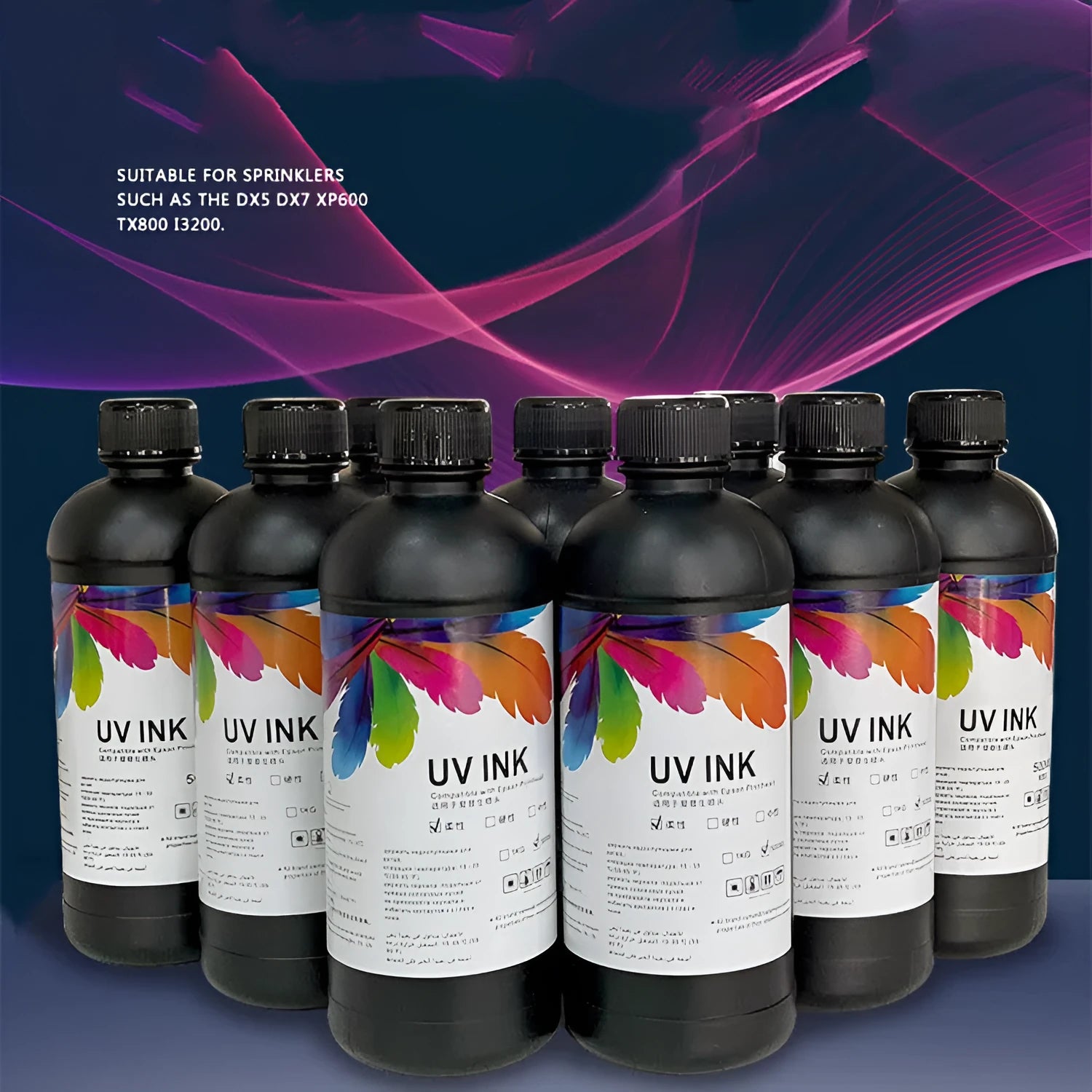 500ml UV ink bottle for Epson XP600 TX800 printers with eight colour options for coil flat plate printing