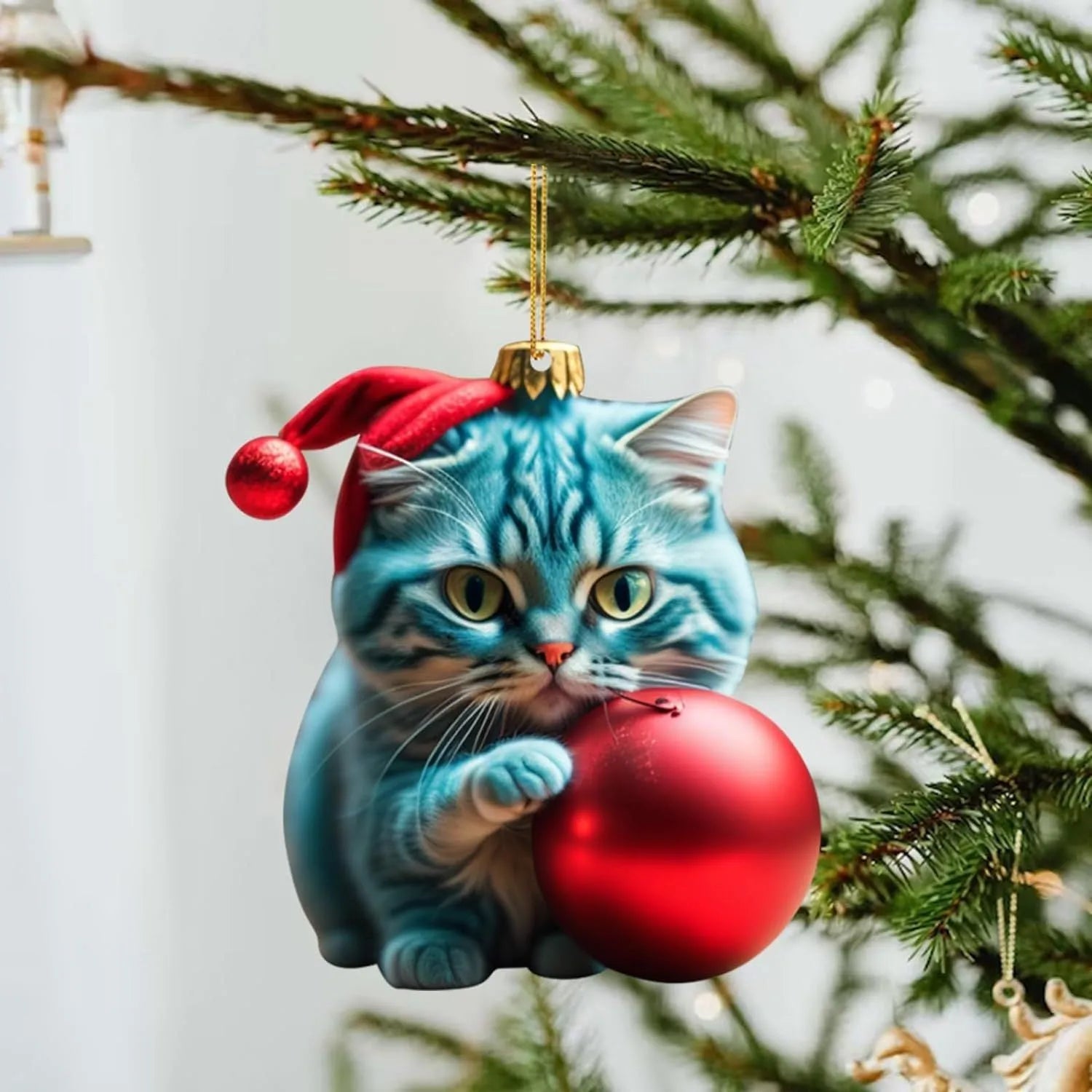 Christmas creative kitty car hanging ornament in acrylic material for vehicle interior decoration