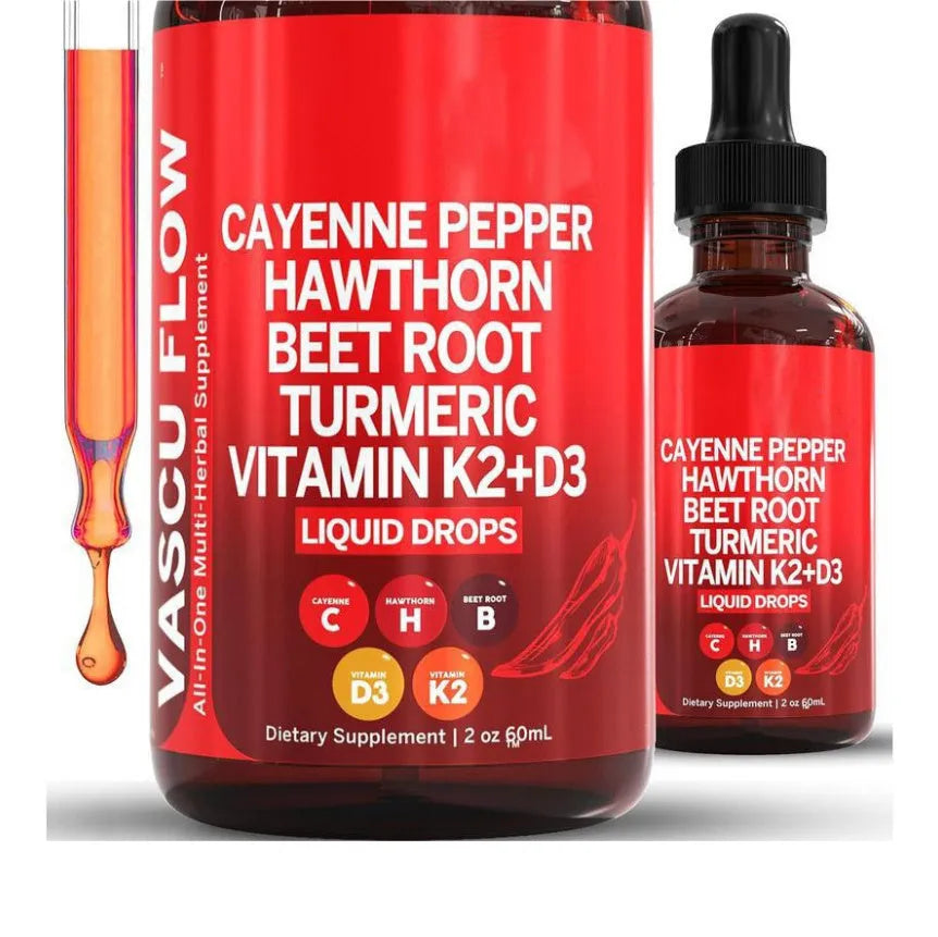 60ml bottle of Vitamin D3 K2 Hawthorn Fruit Supplement Liquid Drops with dropper.