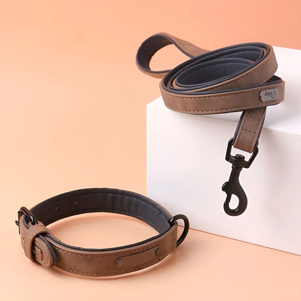 Adjustable double-layer thickened dog collar in purple, showing buckle and D-ring for ID tags.