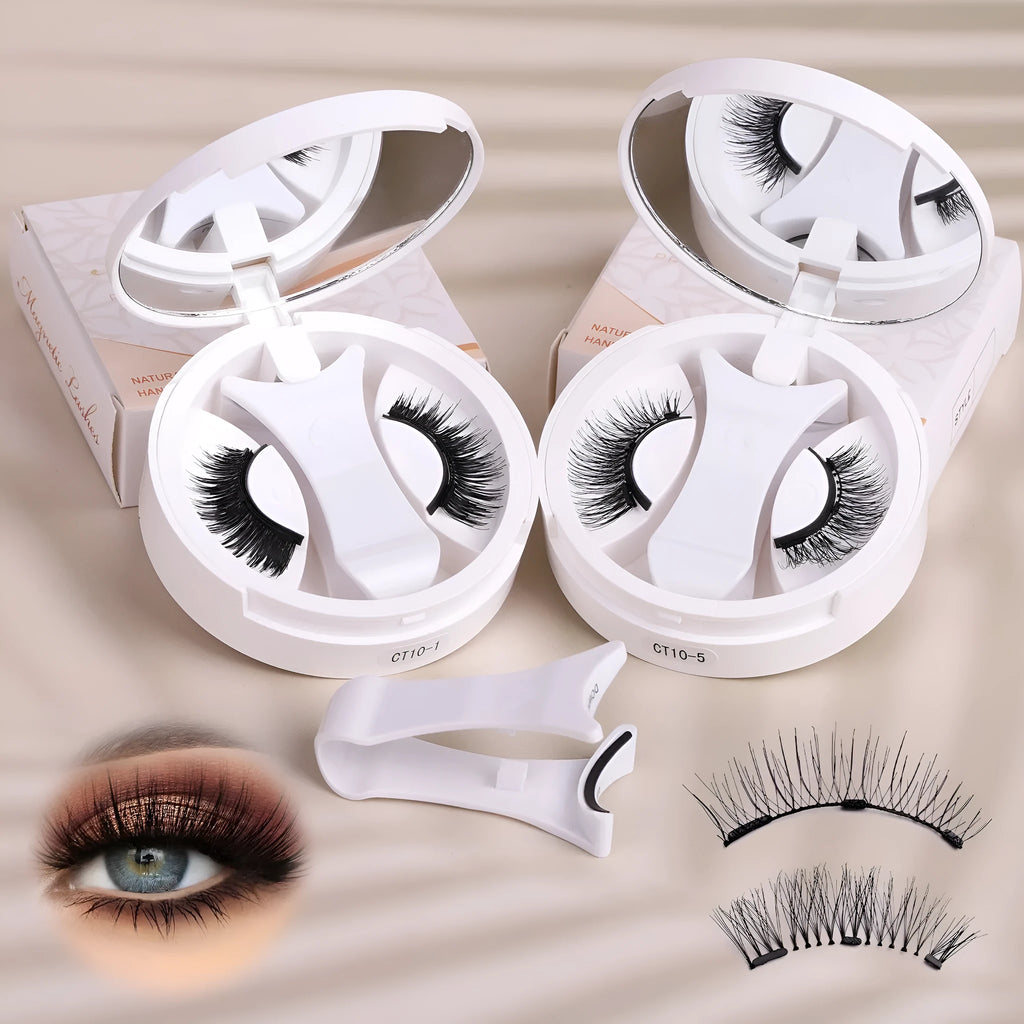 Portable integrated soap holder for magnetic false eyelashes in chemical fibre.