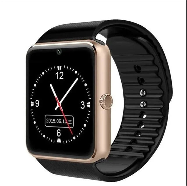 Black smart watch with 1.54-inch circular touchscreen on a silicone strap