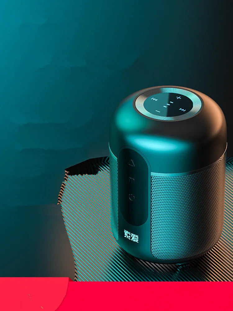 Black portable Bluetooth speaker measuring 72mm by 99mm with 30W output