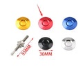 30mm diameter CNC aluminium mini engine cover lock in five colour options with 55mm screw
