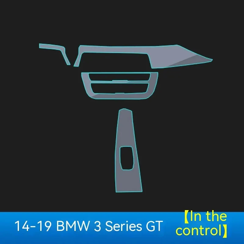 BMW 3 Series interior protective film kit with transparent TPU material for central control protection