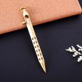 Brass hexagonal bolt roller pen with a 0.5mm tip shown in natural brass and retro black colours.
