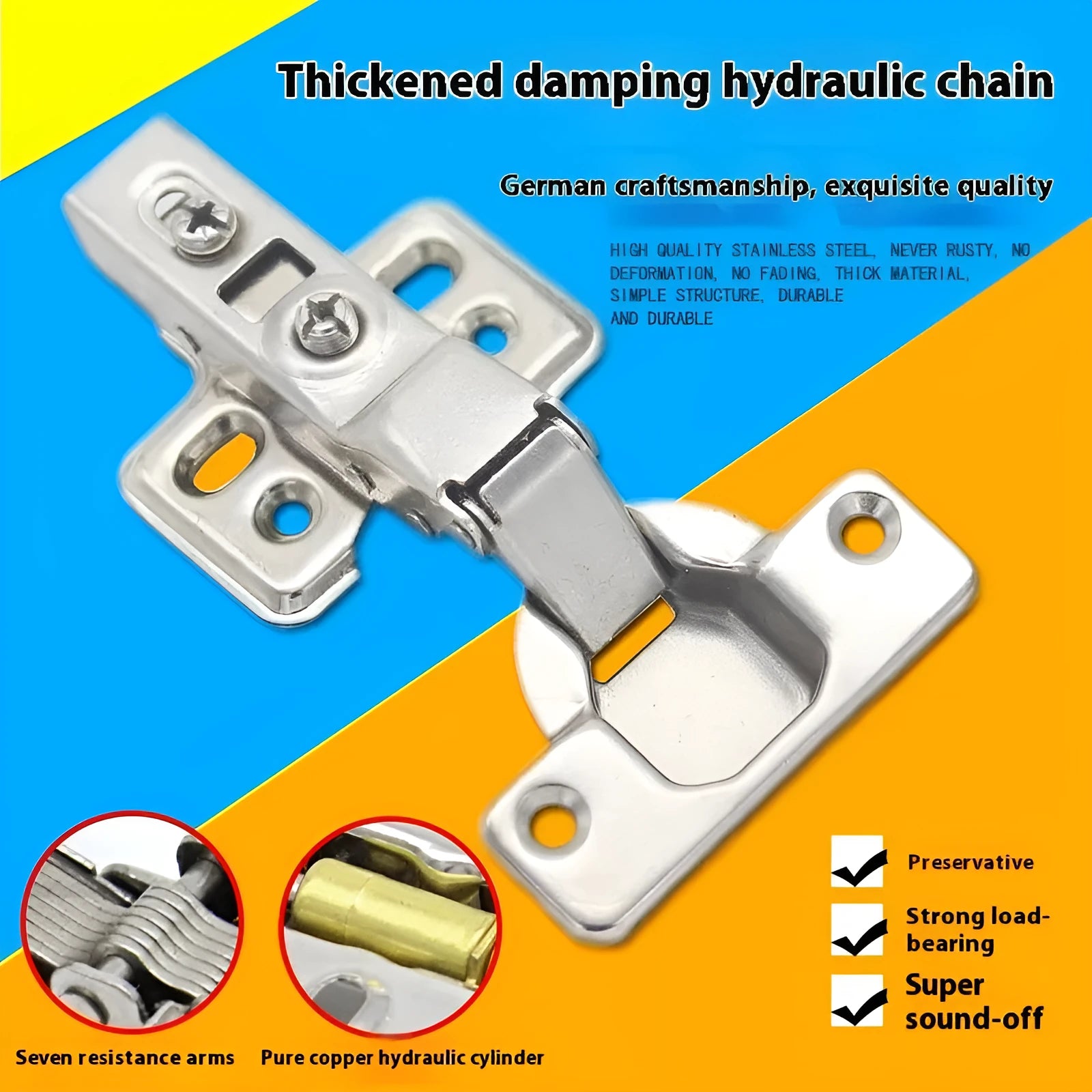 761 cold rolled steel hydraulic cabinet hinge with nickel plating and damping mechanism