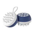 Yellow silicone pet bath brush with massage heads for dog and cat grooming during bath time