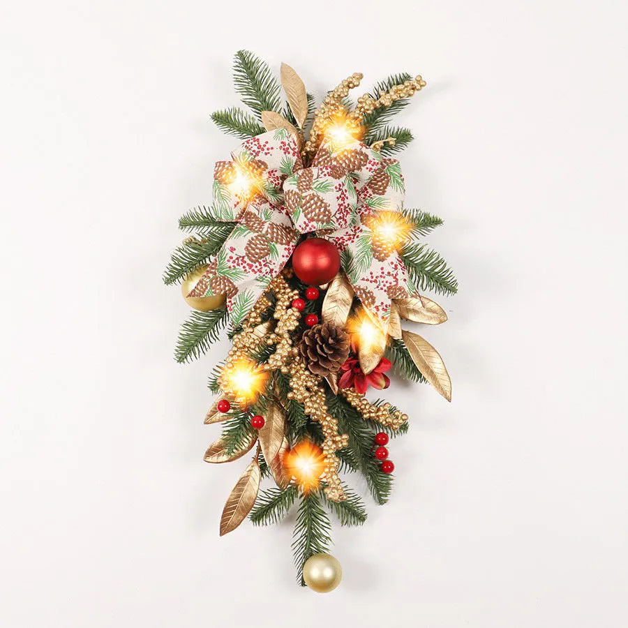 Christmas garland decoration with multiple hanging options including stair wall, lintel, and rattan placements
