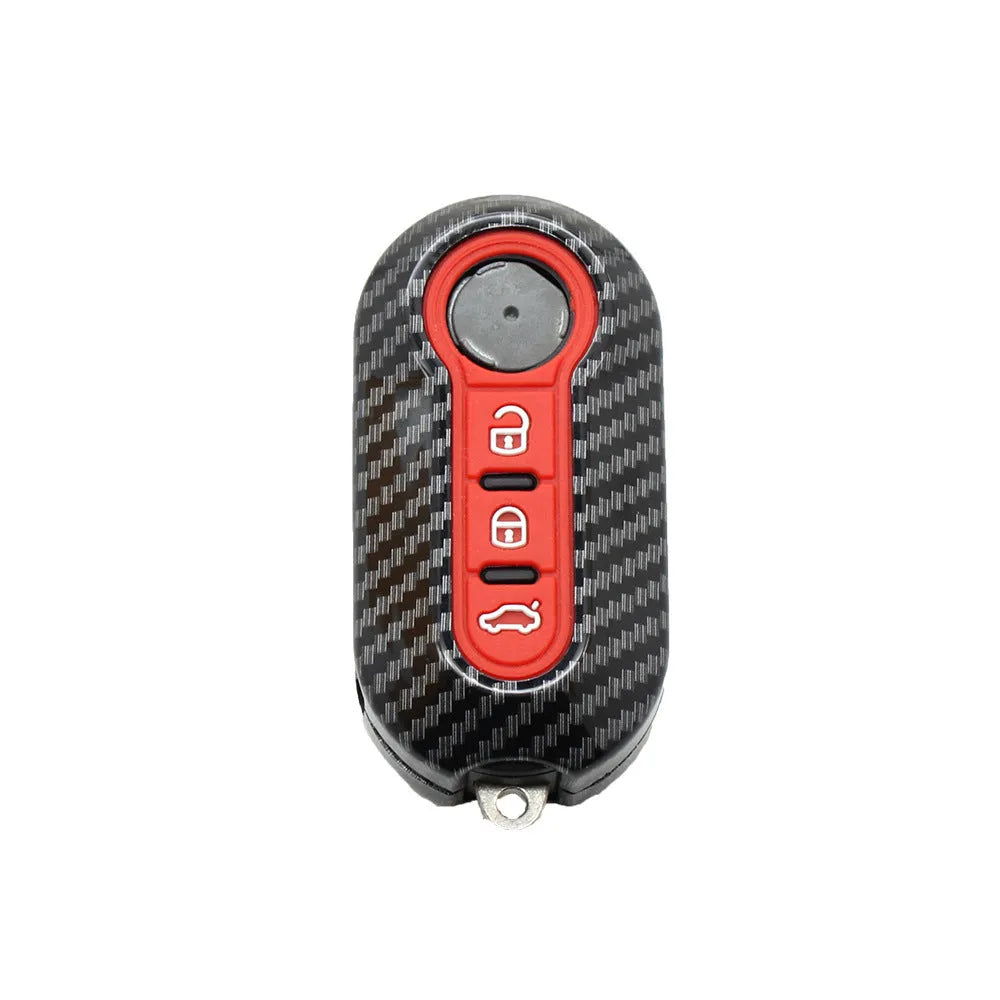 Fiat car key replacement shell case in carbon fibre style, colours black red dark blue