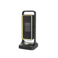 Black PTC ceramic desktop heater with adjustable power settings and three-speed fan for rooms up to 20 square metres