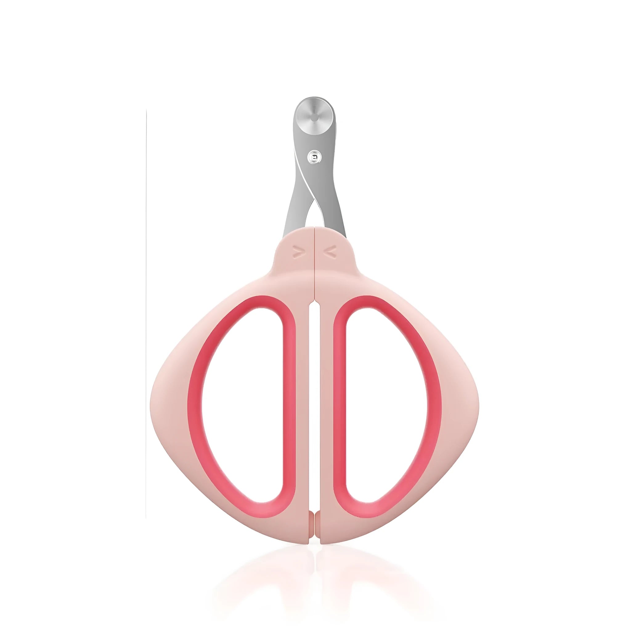 Cat nail clipper with positioning hole and non-slip handle in pink or blue colour