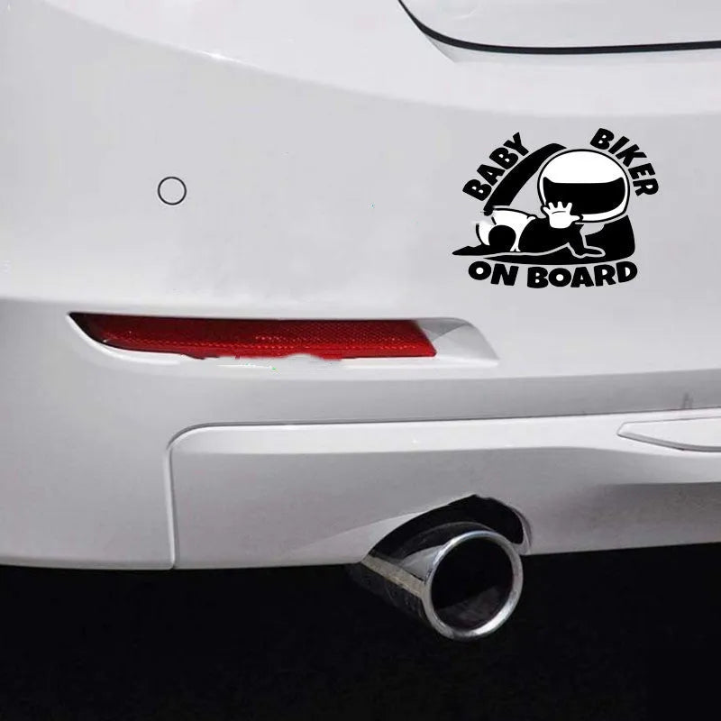 Reflective BABY ON BOARD car sticker 14.5x15 cm black and white safety warning