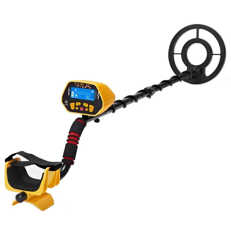 GC1028 professional metal detector in black and yellow with LCD display and waterproof search coil
