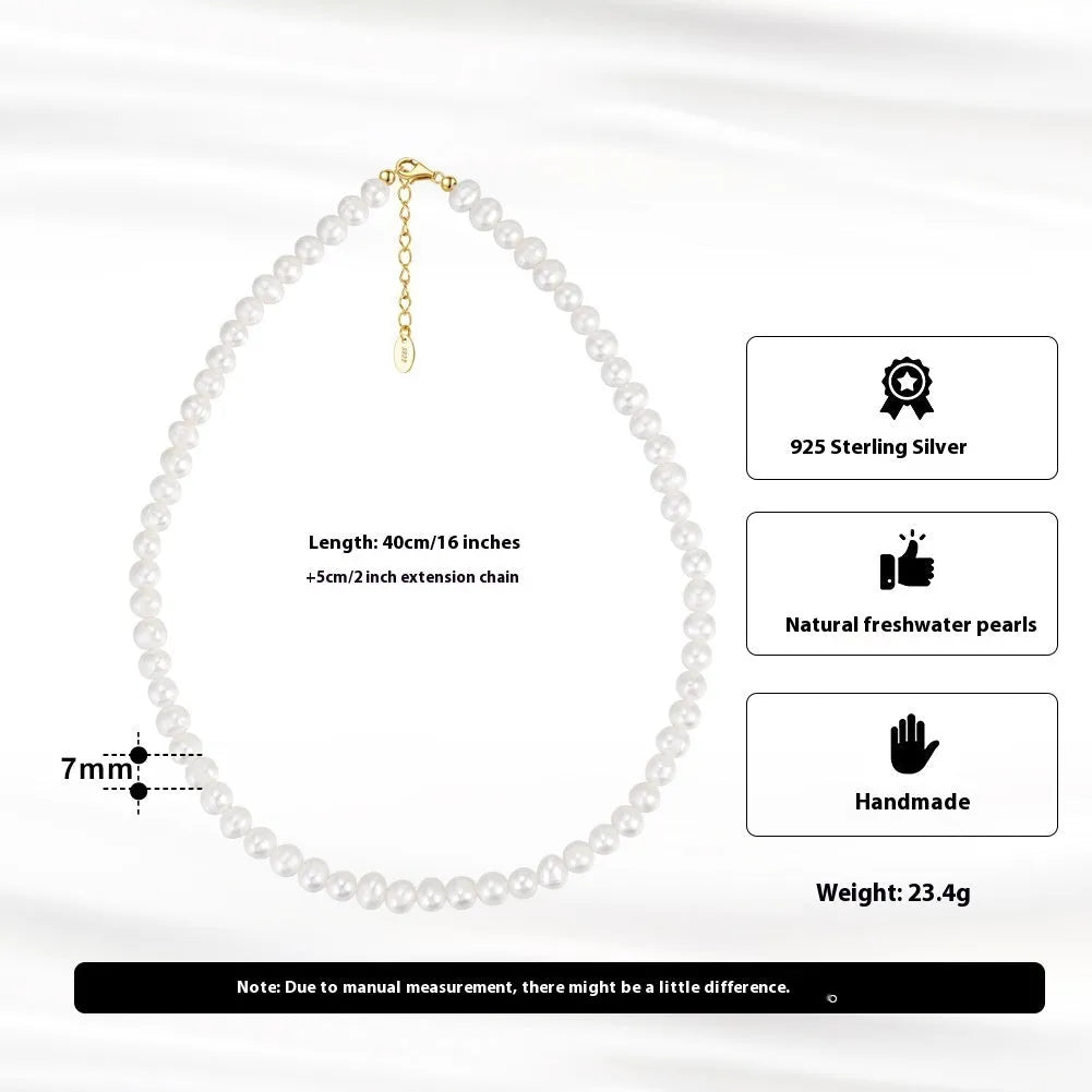 Women's adjustable freshwater pearl necklace on silver chain