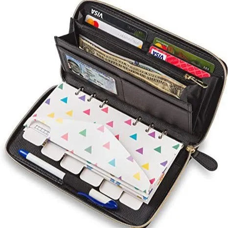 PU anti-theft card holder with RFID blocking in multiple colour options showing interior nylon lining