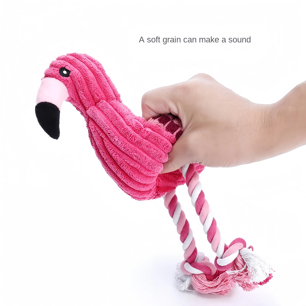 Pink corduroy animal-shaped squeaky dog toy for small and large dogs