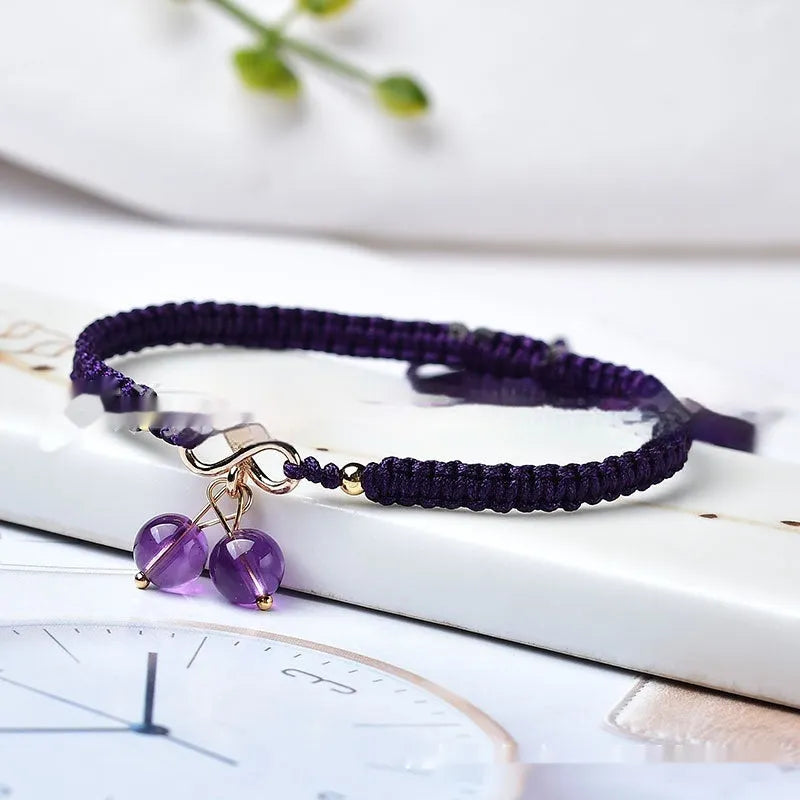 Natural strawberry quartz cherry bracelet for women with pure natural crystal beads in fruit shape design