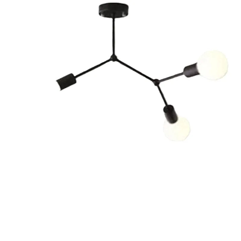 Iron Nordic style chandelier ceiling lamp with multiple heads in black finish