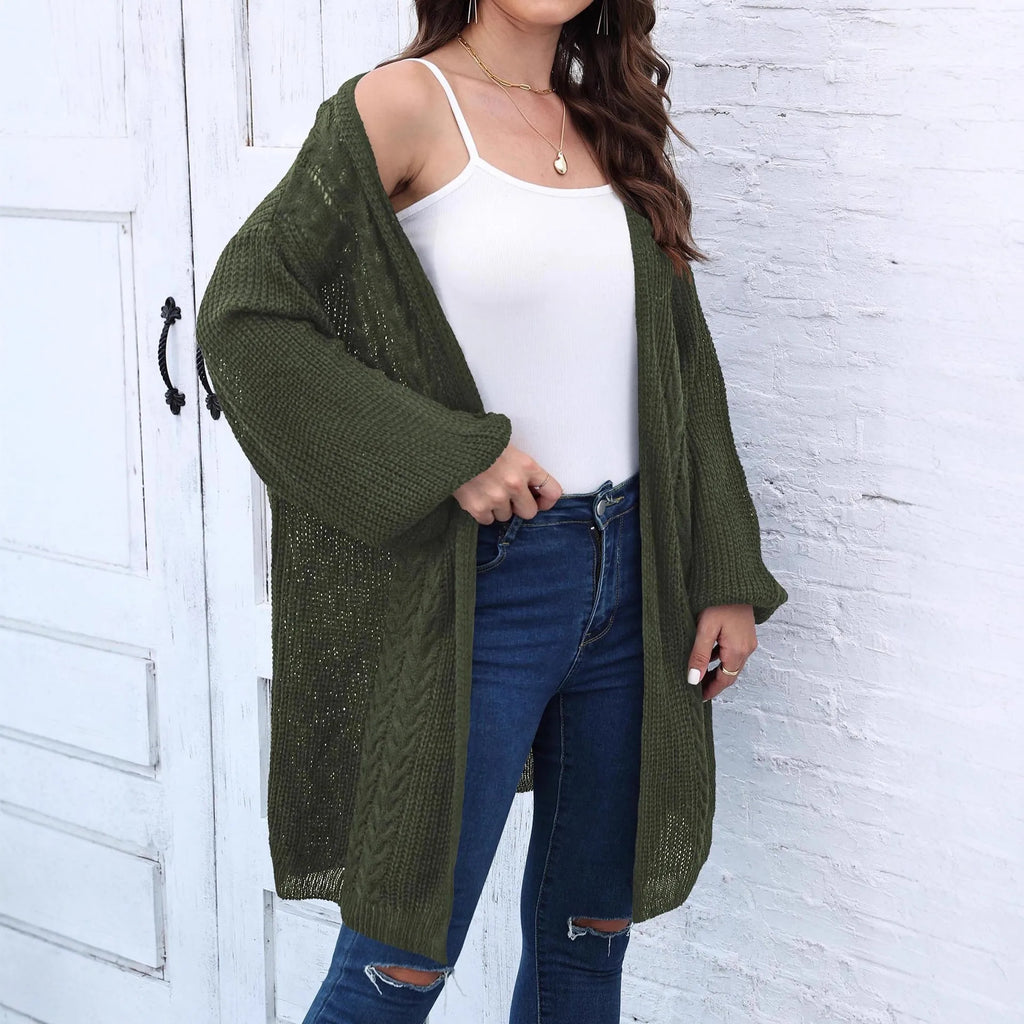 Women's loose casual acrylic sweater coat cardigan in free size showing European American style design