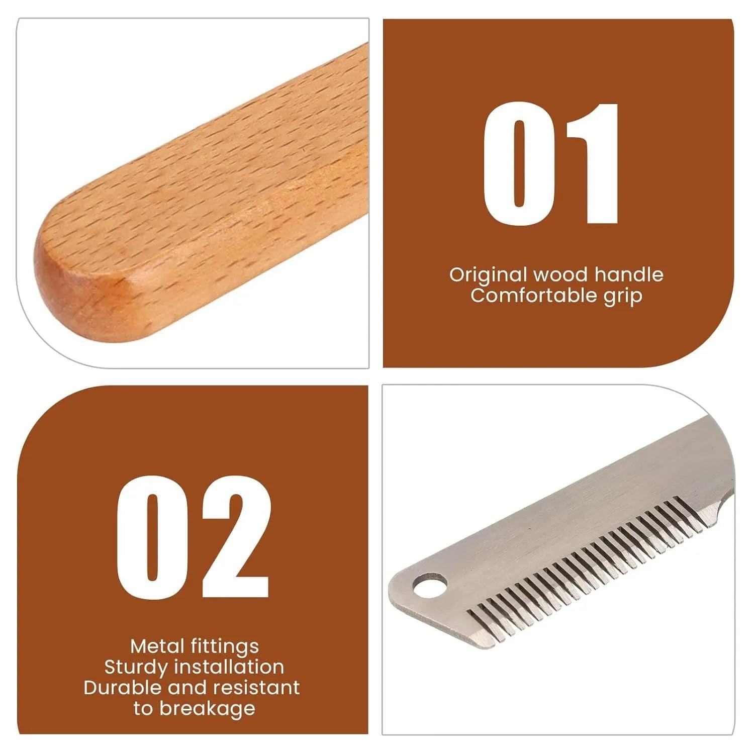 Pet stripping comb grooming tool with wood handle for dogs and cats