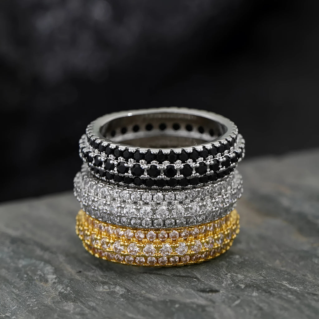 Geometric triangle personalised engagement ring with zircon inlay in white gold finish