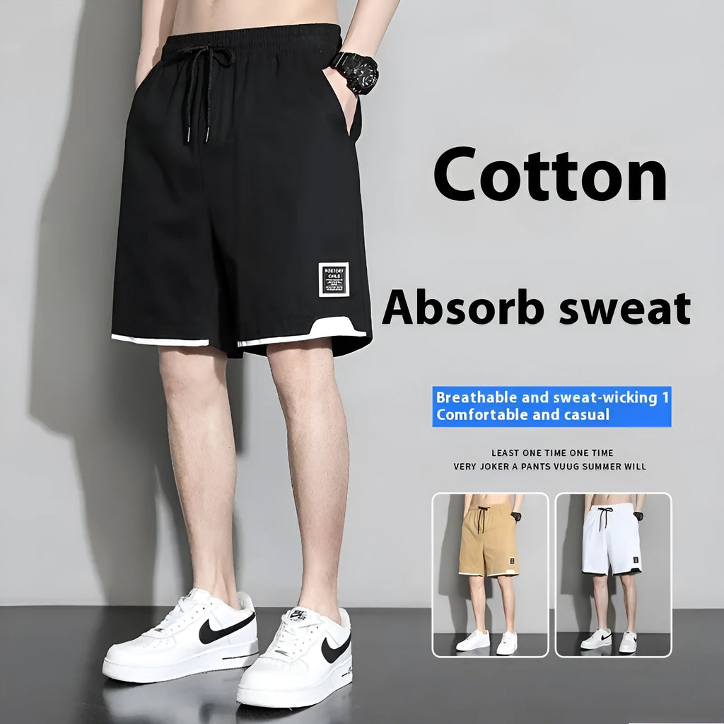 Boy's cotton shorts in black, khaki, or white, shown in Japanese plus sizes.