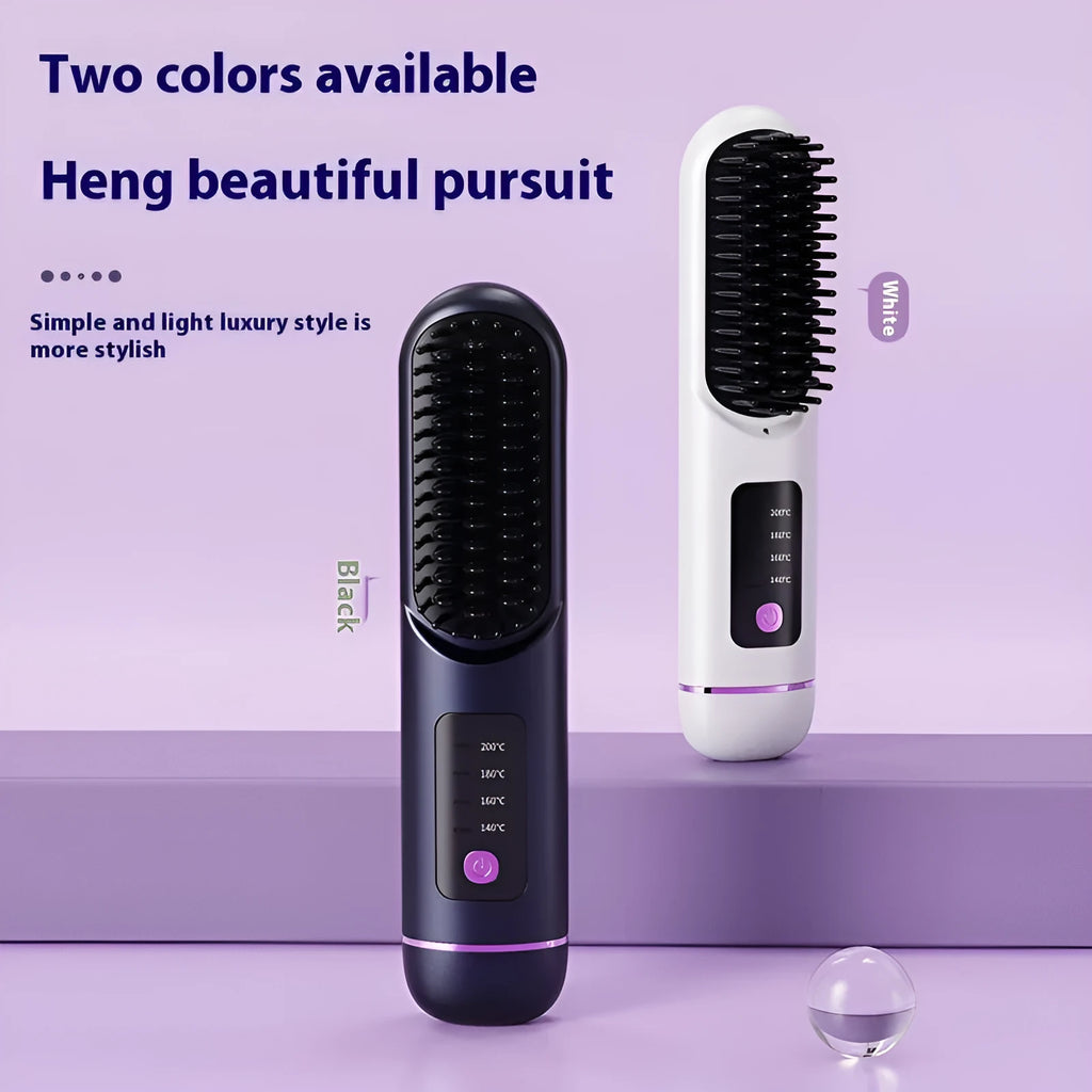 Portable negative ion hair straightening comb in white, blue, or grey colour