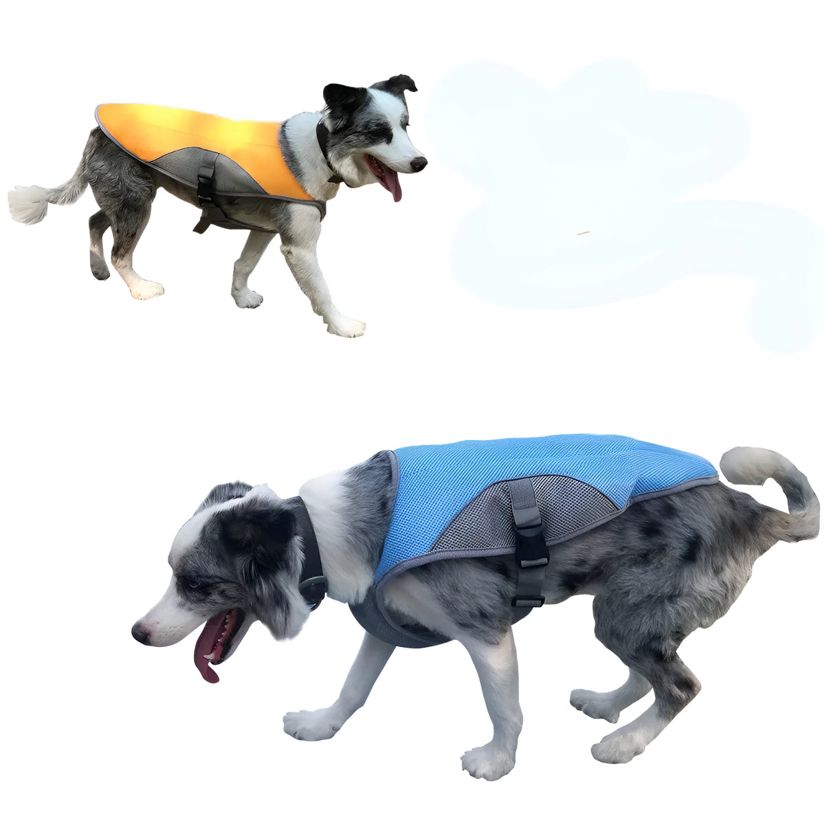 Polyester dog cooling vest in orange, pink, or blue, sizes S to 2XL, casual cooling clothing for dogs