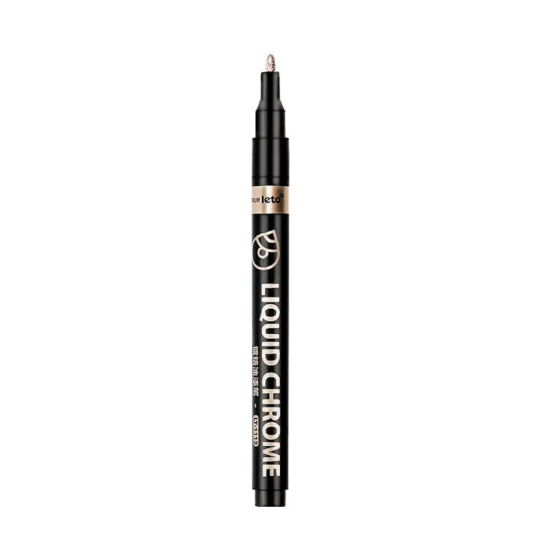 Metal mirror chrome plated marker pen in rose gold, champagne gold, gold plated and silver plating, 0.8mm 1.0mm 2.0mm nibs