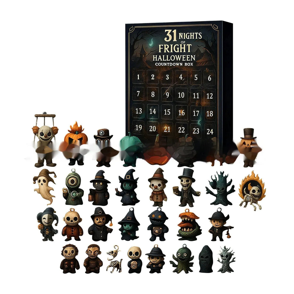 Halloween countdown advent calendar blind box with mystery resin doll inside