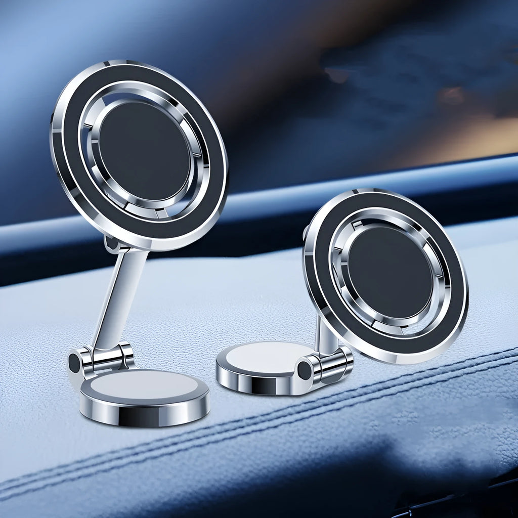 Car mobile phone holder with 360-degree rotation on centre console in black or silver