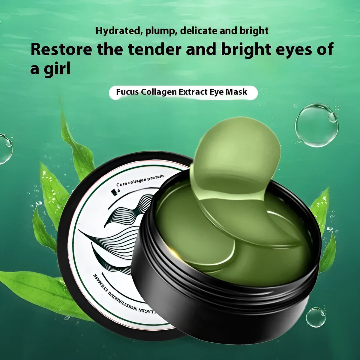 Pack of 60 green seaweed extract and sodium hyaluronate hydrating eye mask sheets