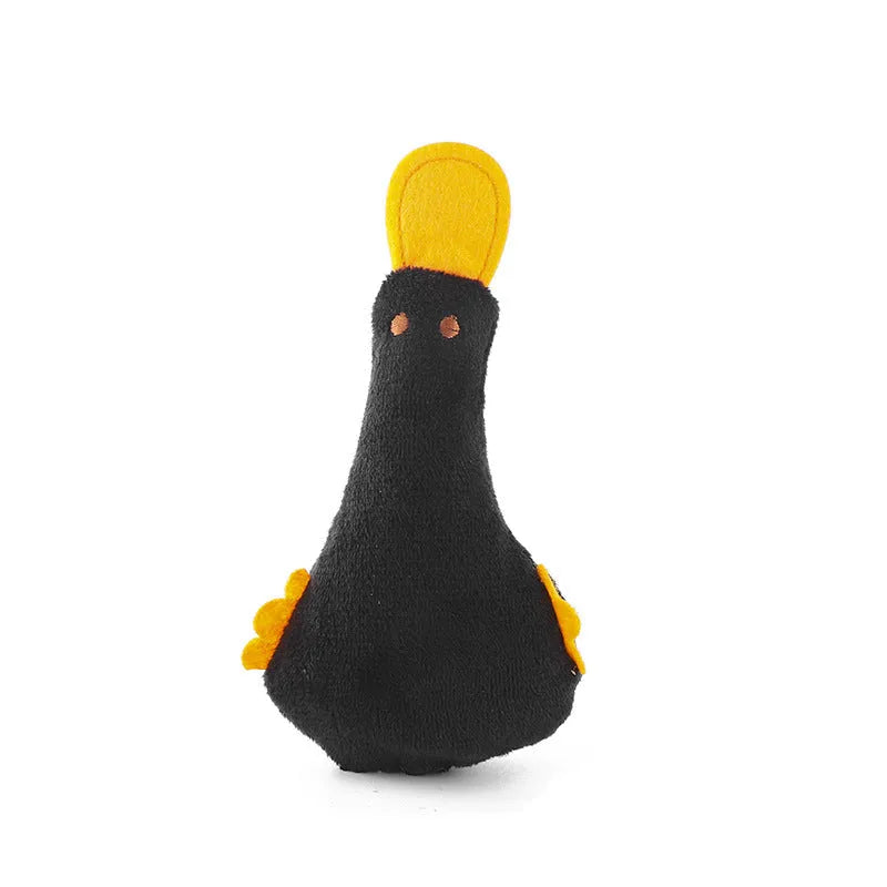 Blue plush duck dog and cat toy with squeaker and catnip filler