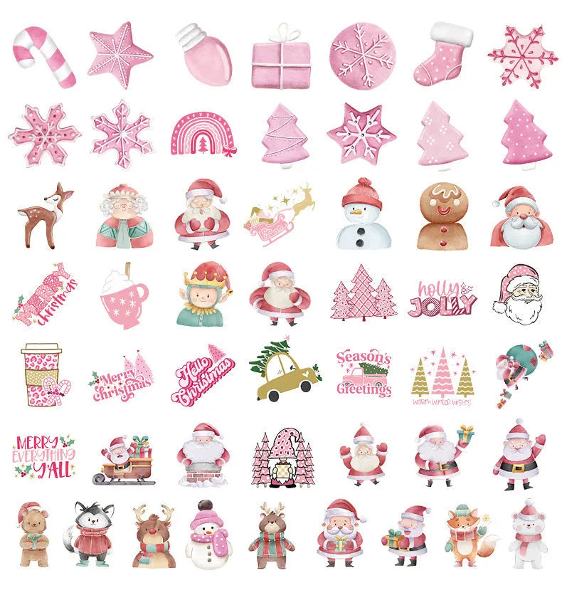 50 Christmas waterproof stickers in cute TQ50-0376 design for cars, phones, computers
