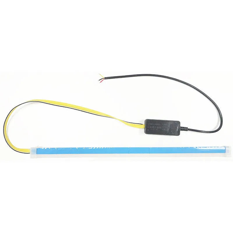 Flexible silicone car LED daytime running light strip with flowing turn signal in multiple length options