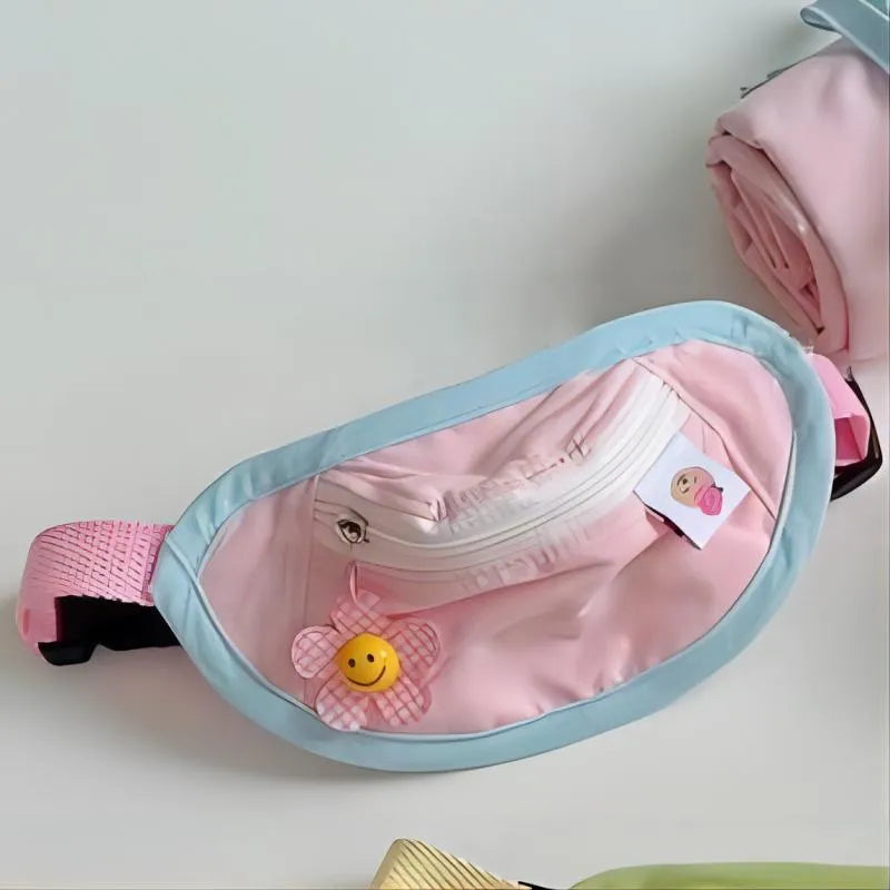 Powder blue, yellow, and green backpack-style messenger bag dog and cat carrier.