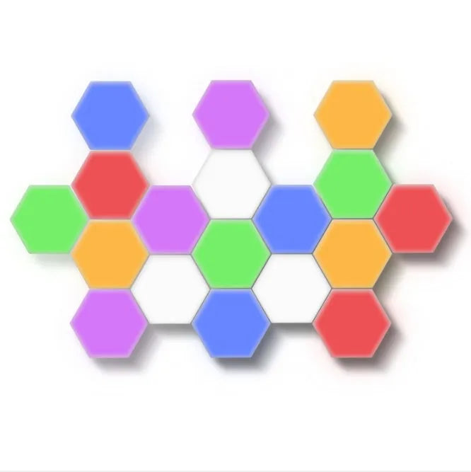 Modular hexagonal honeycomb wall lamp with touch control and LED lighting