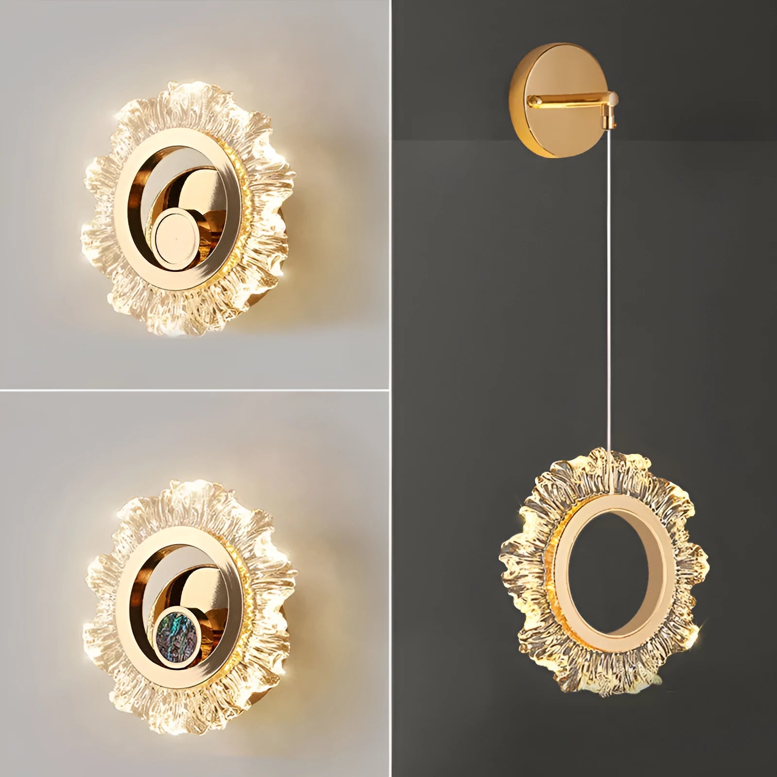 Minimalist modern bedroom wall lamp with an acrylic shade, shown as wall lamp type B